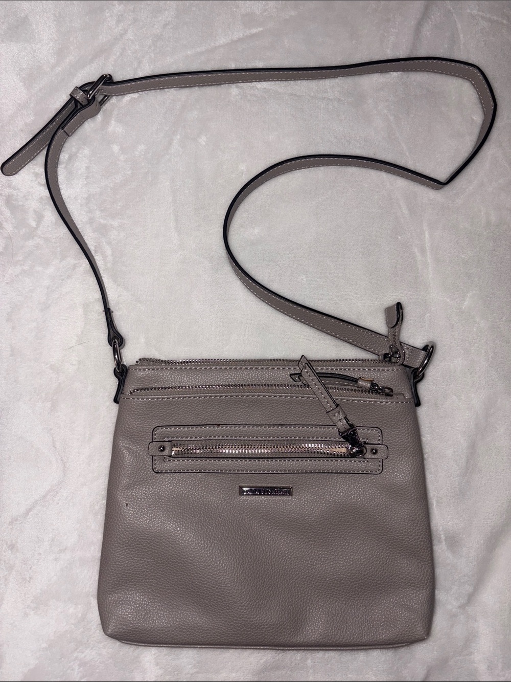 Dana Buchman Dove Gray Crossbody Bag with Front Zips